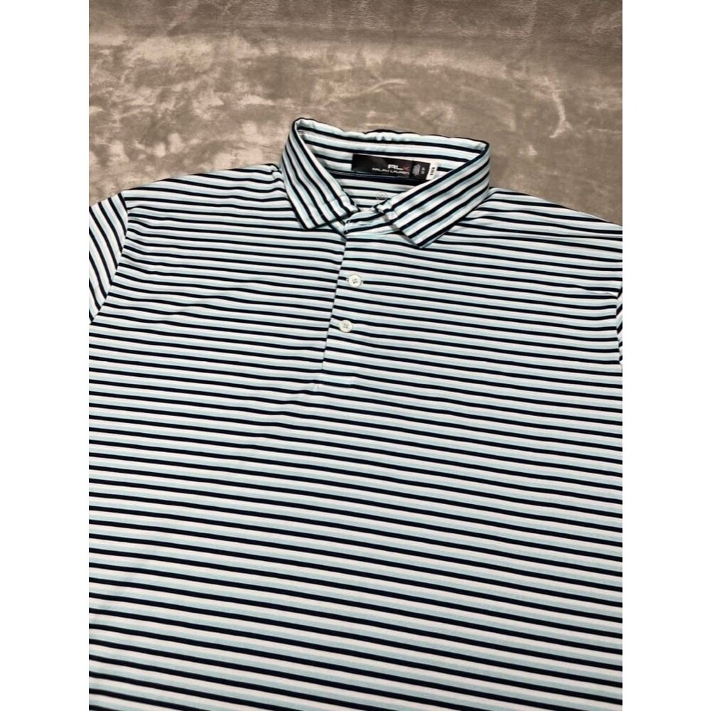 RLX Ralph Lauren Polo Shirt Men XL Stripe Golf Performance Outdoor Casual